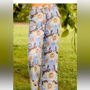 Anthropologie Victoria Garcia Blue Lizard Floral Pajama Pants
